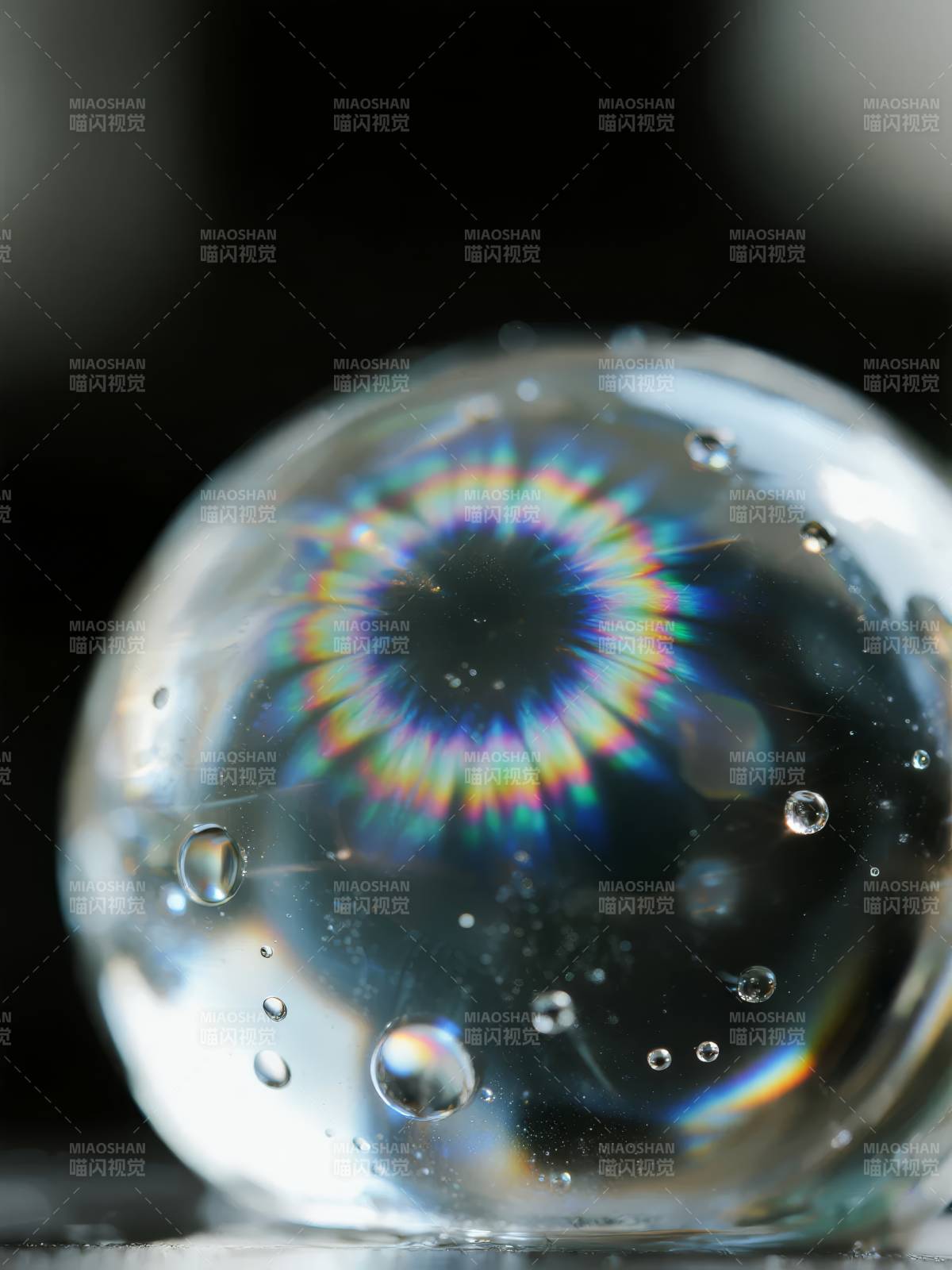 彩虹水珠特写图片