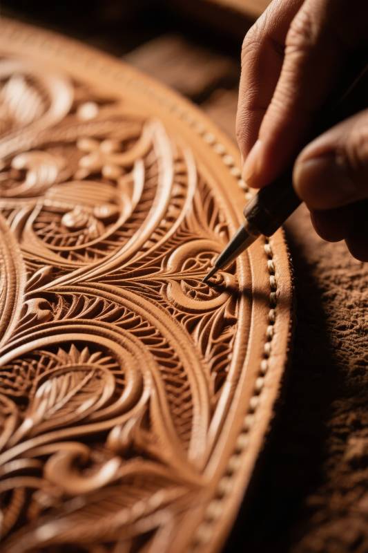 皮革雕花工艺图片