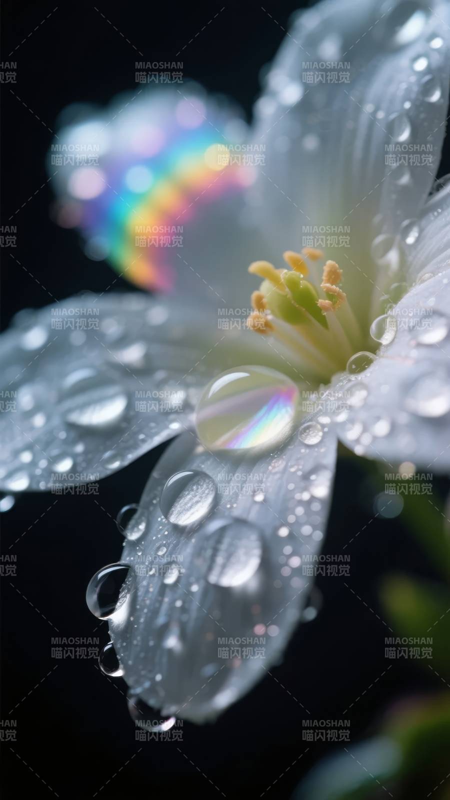 露珠映彩花图片