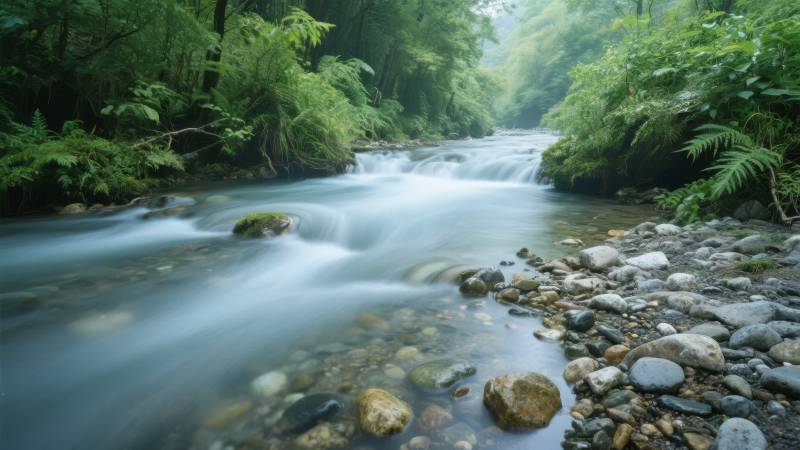 溪流穿林 静谧悠然图片