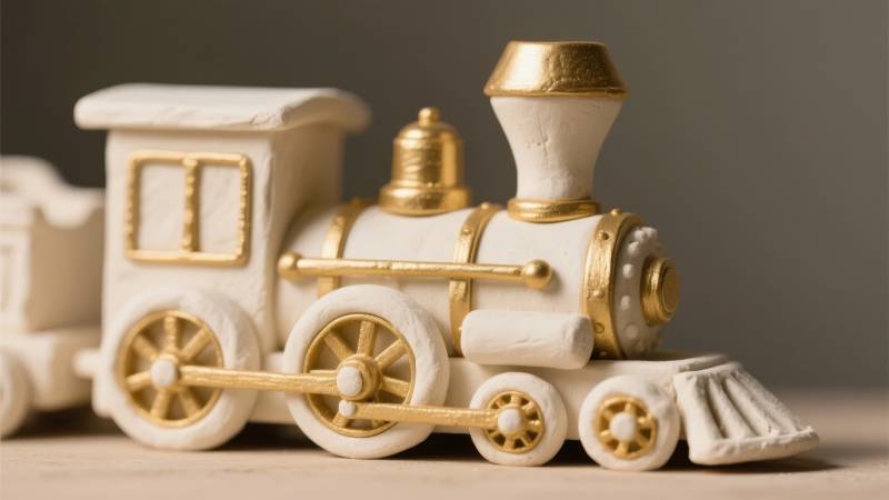 白色金色小火车图片