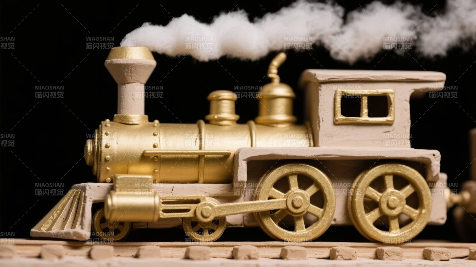 金色蒸汽小火车图片