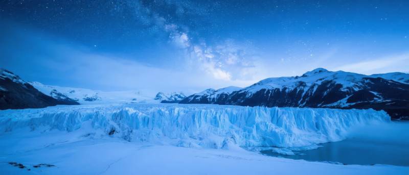 极地星夜冰川图片