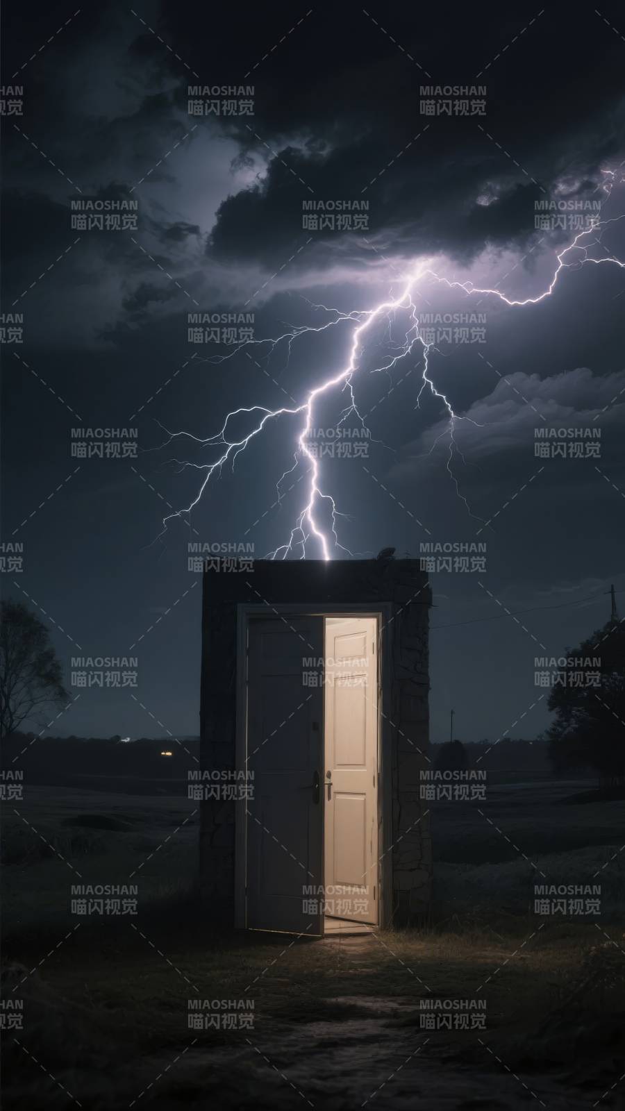 雷电中的门图片