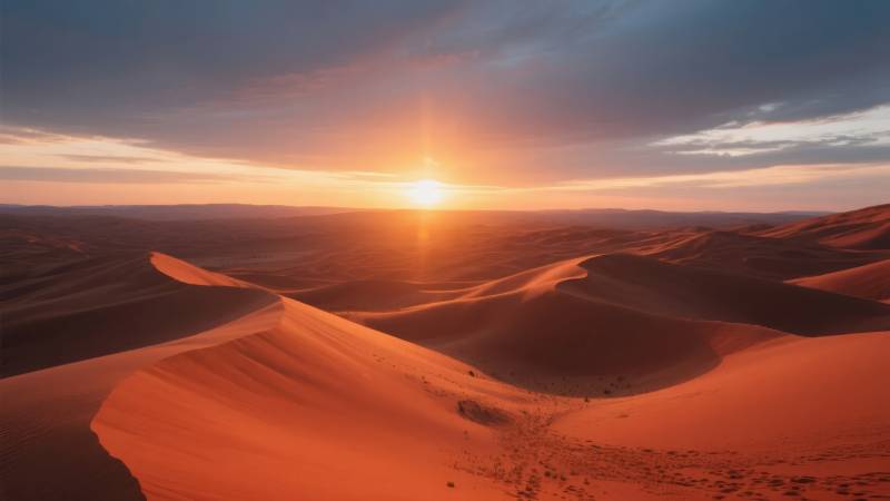 沙漠日落美景图片