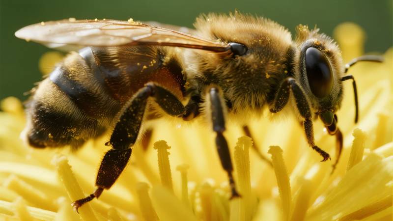 蜜蜂采蜜特写图片