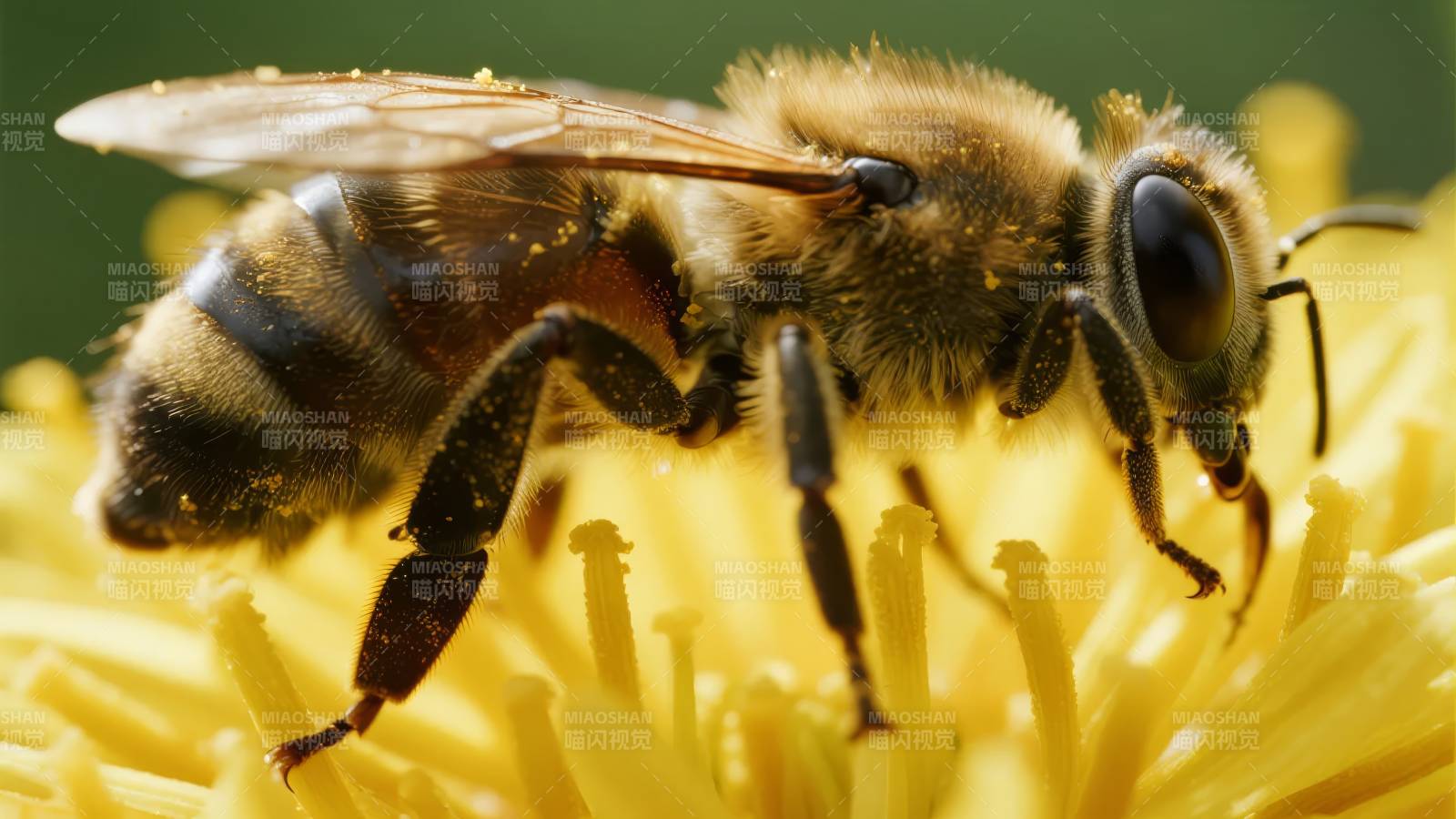 蜜蜂采蜜特写图片