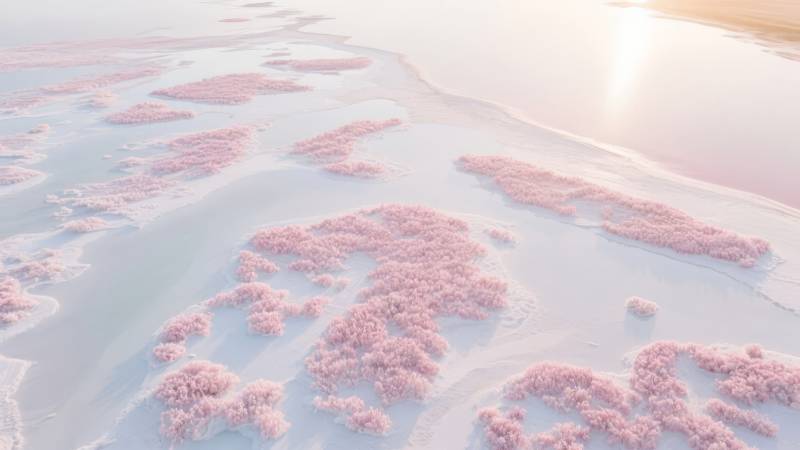 粉红盐湖奇景图片