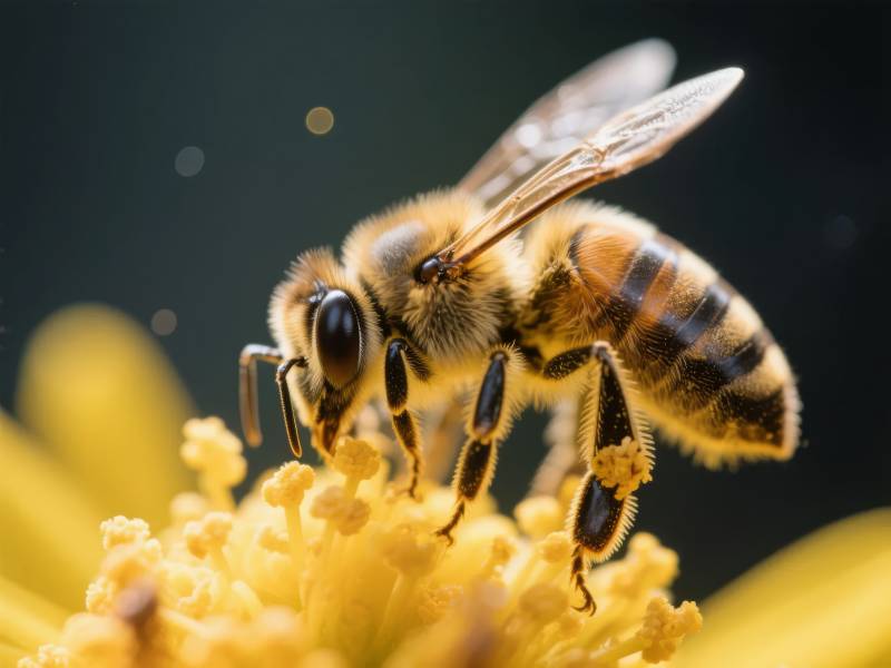 蜜蜂采蜜特写图片