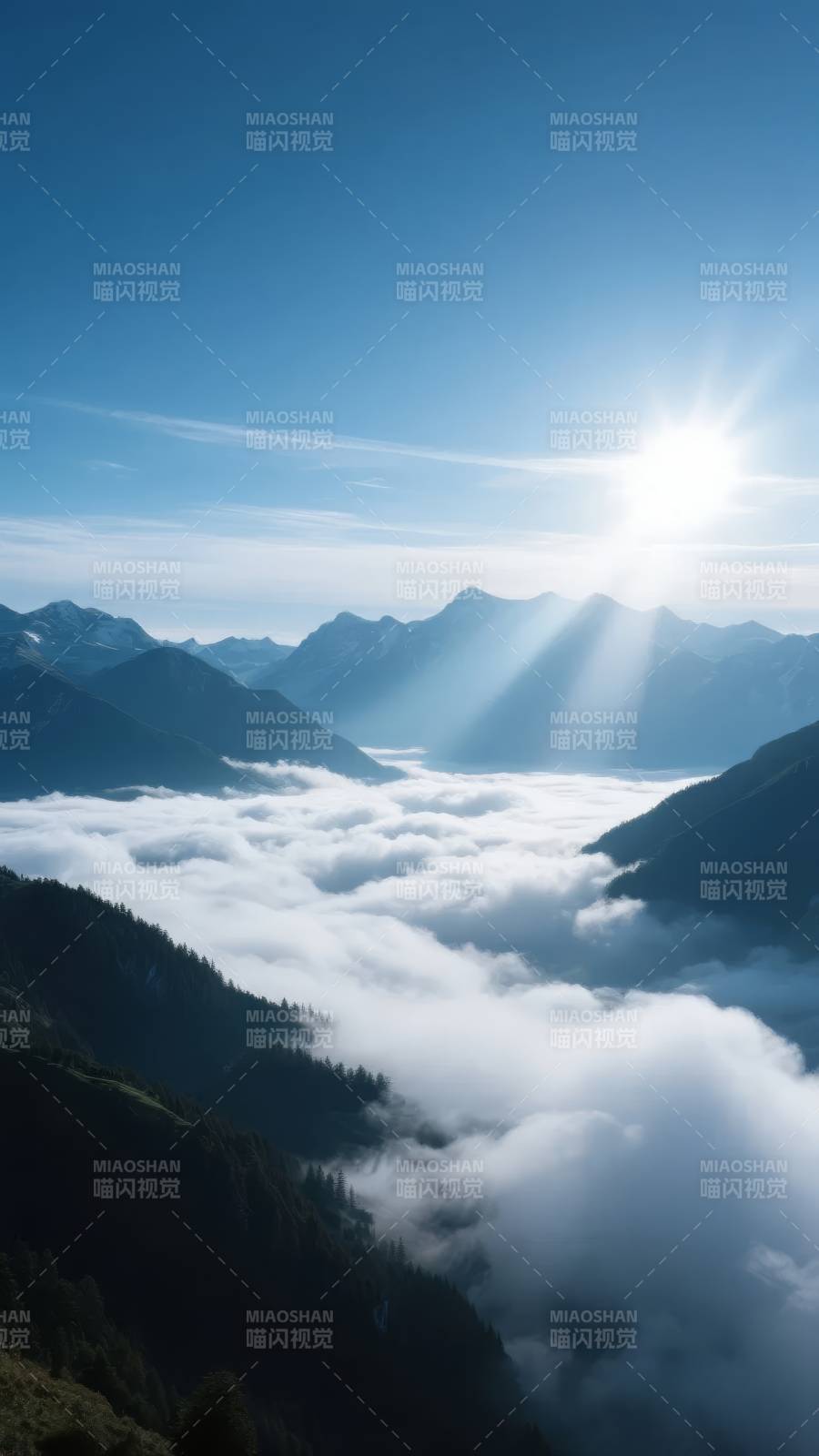 云海日出山巅图片