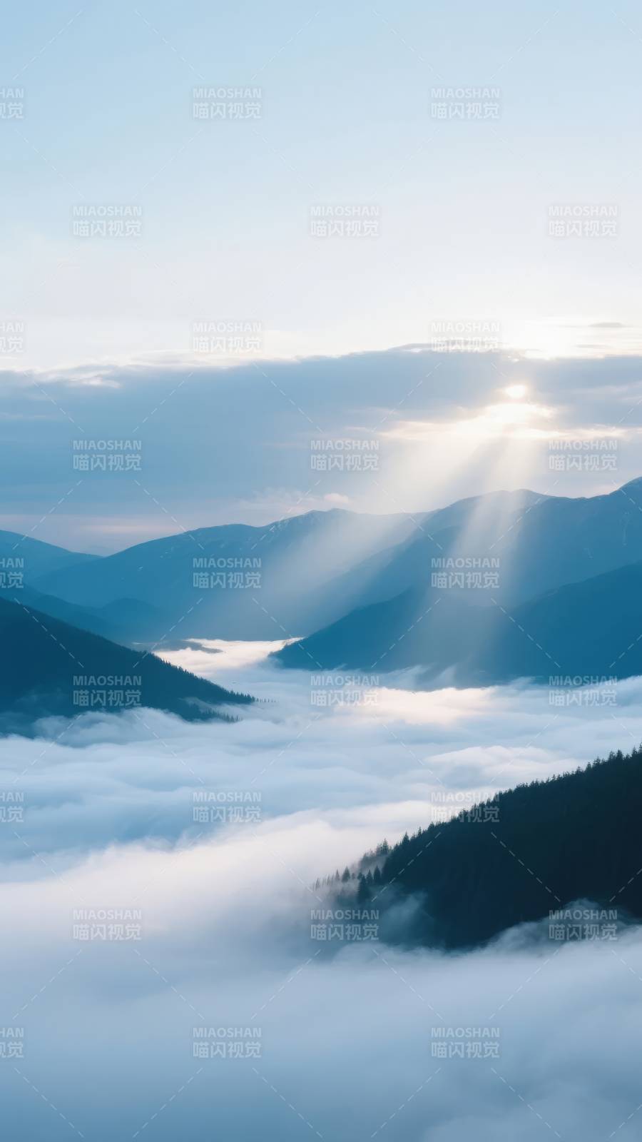 云海日出山间图片