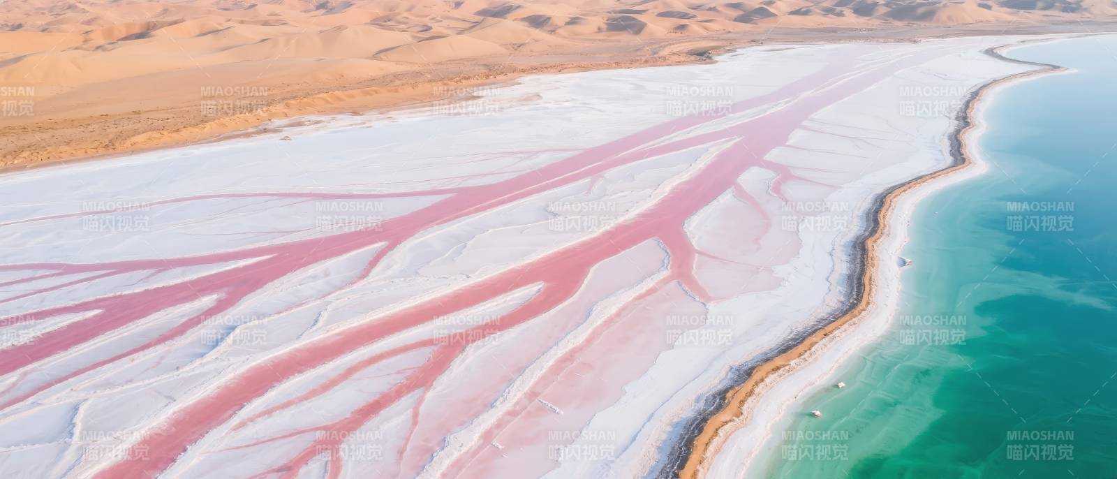 粉红盐湖奇景图片