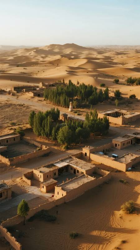 沙漠绿洲村落图片