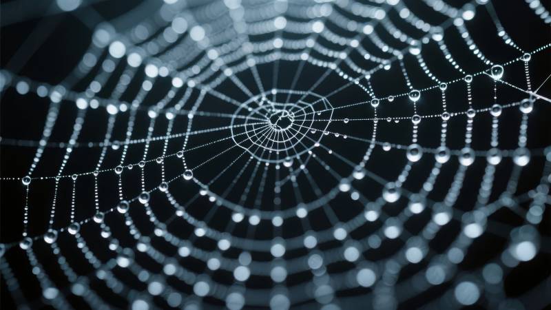 露珠点缀蛛网图片