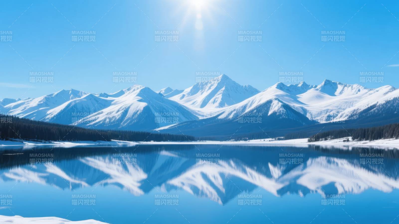 雪山倒影湖光图片