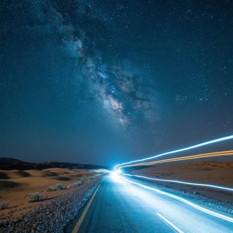 星河下的公路图片