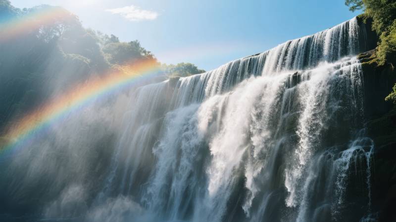 彩虹瀑布美景图片