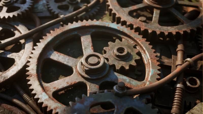 锈迹斑斑的齿轮图片