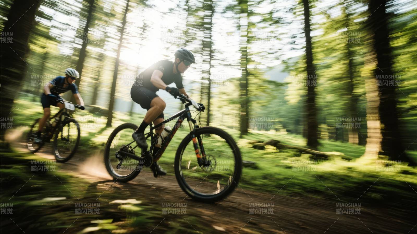 森林骑行 疾驰而过图片