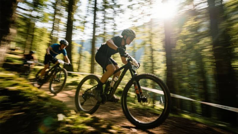 山地骑行 林间疾驰图片