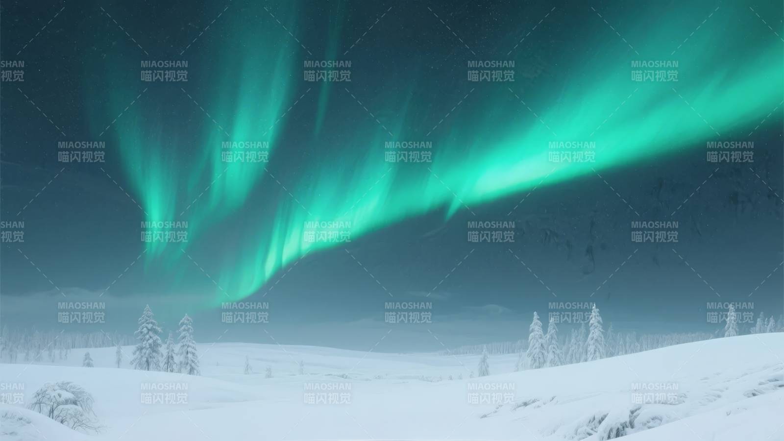 极光映雪原图片