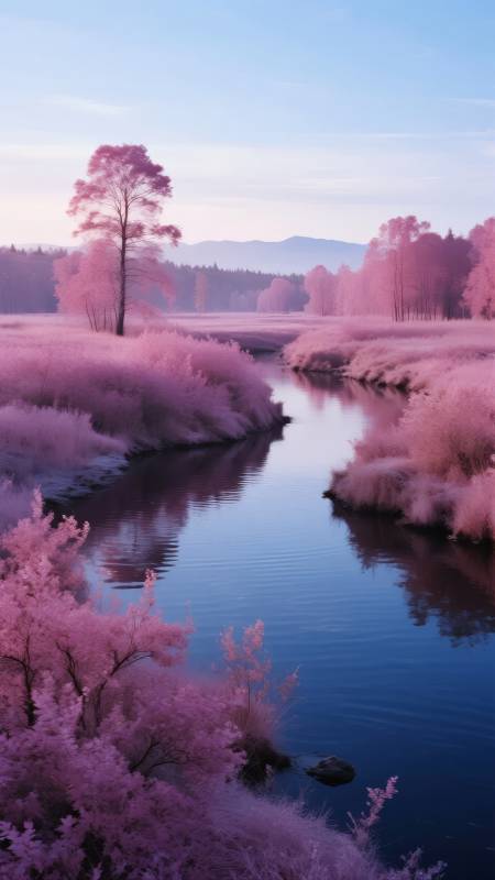 粉樱溪流梦境图片
