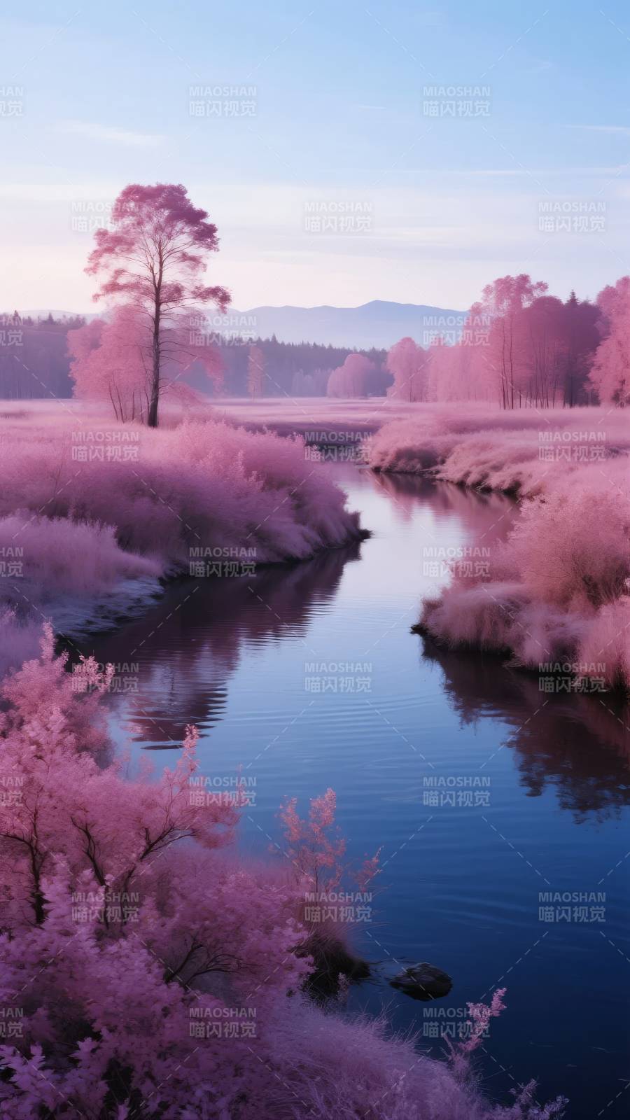 粉樱溪流梦境图片