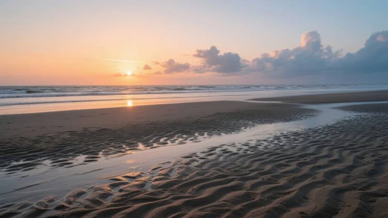 夕阳沙滩美景图片