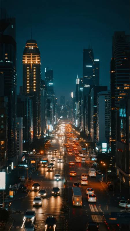 夜幕下的城市灯火图片