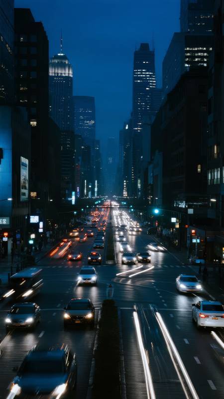 夜幕下的都市车流图片