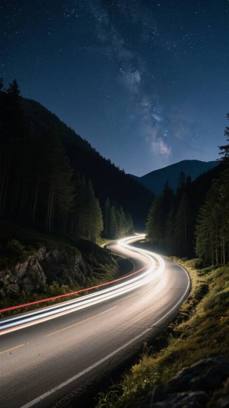 星夜山路图片