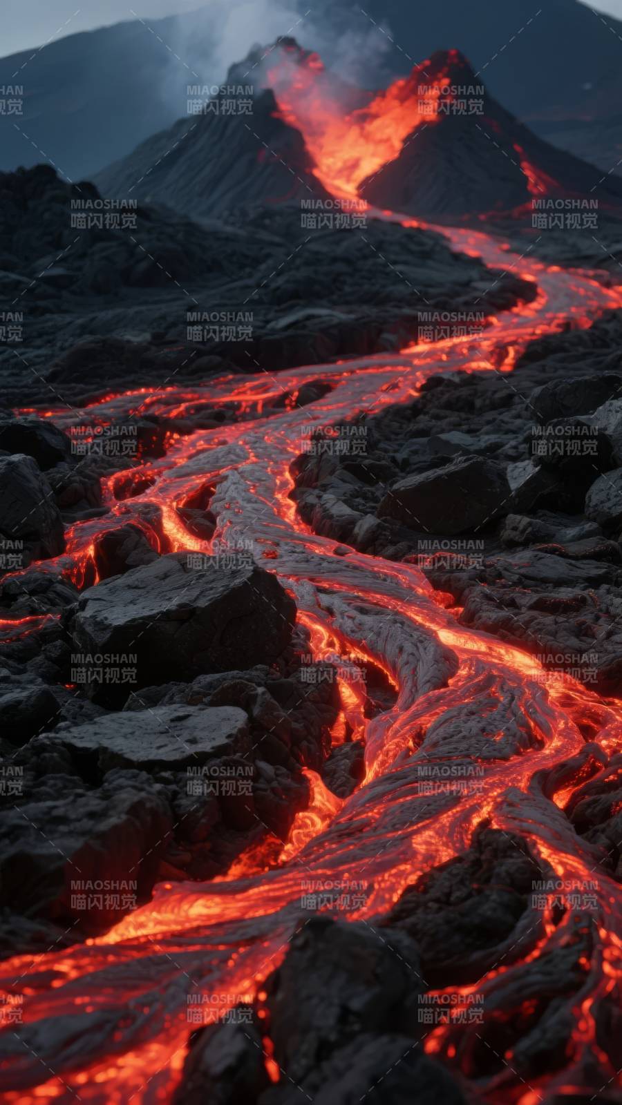 熔岩奔流 火山喷发图片