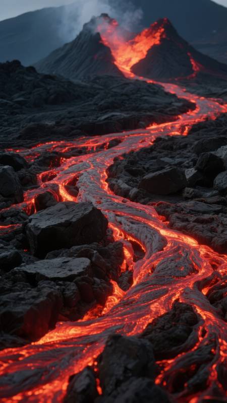 熔岩奔流 火山喷发图片