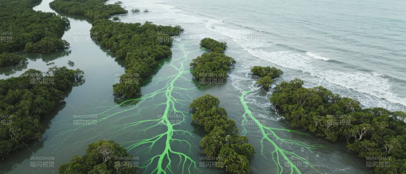 红树林的绿色脉络图片