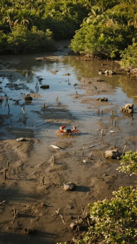 红蟹游泥滩图片