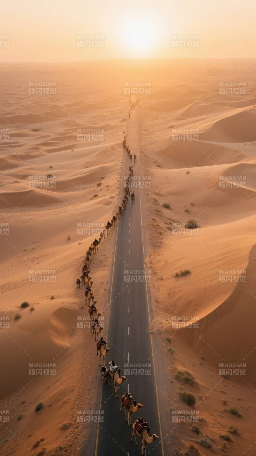 沙漠驼队行路图图片