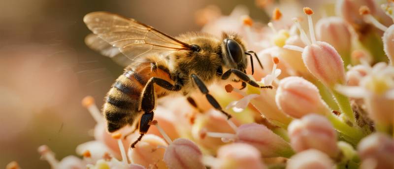 蜜蜂采蜜花丛中图片