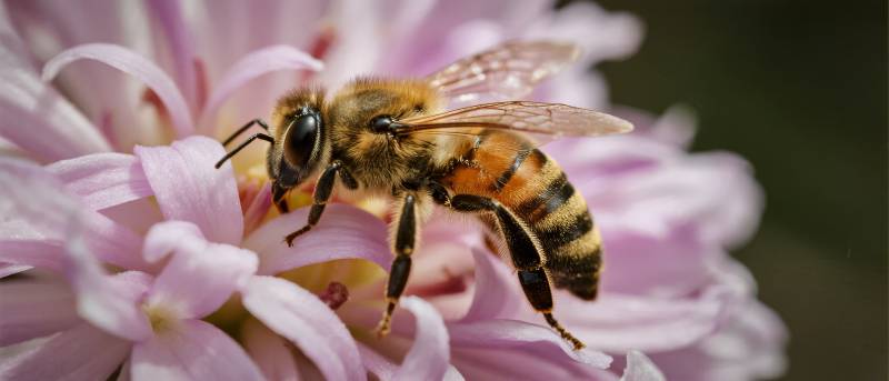蜜蜂采蜜花丛中图片
