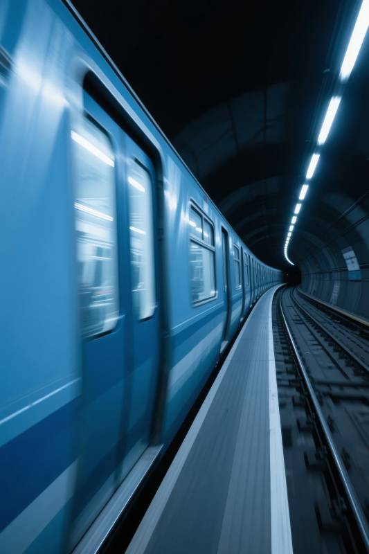 地铁疾驰隧道中图片
