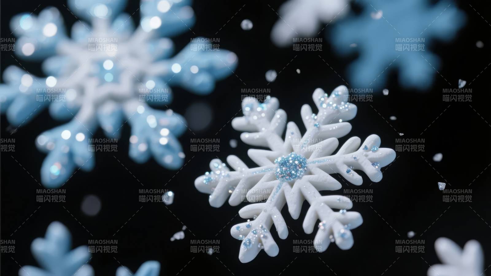 晶莹雪花飘落图片