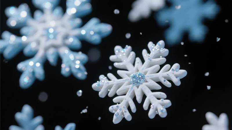 晶莹雪花飘落图片