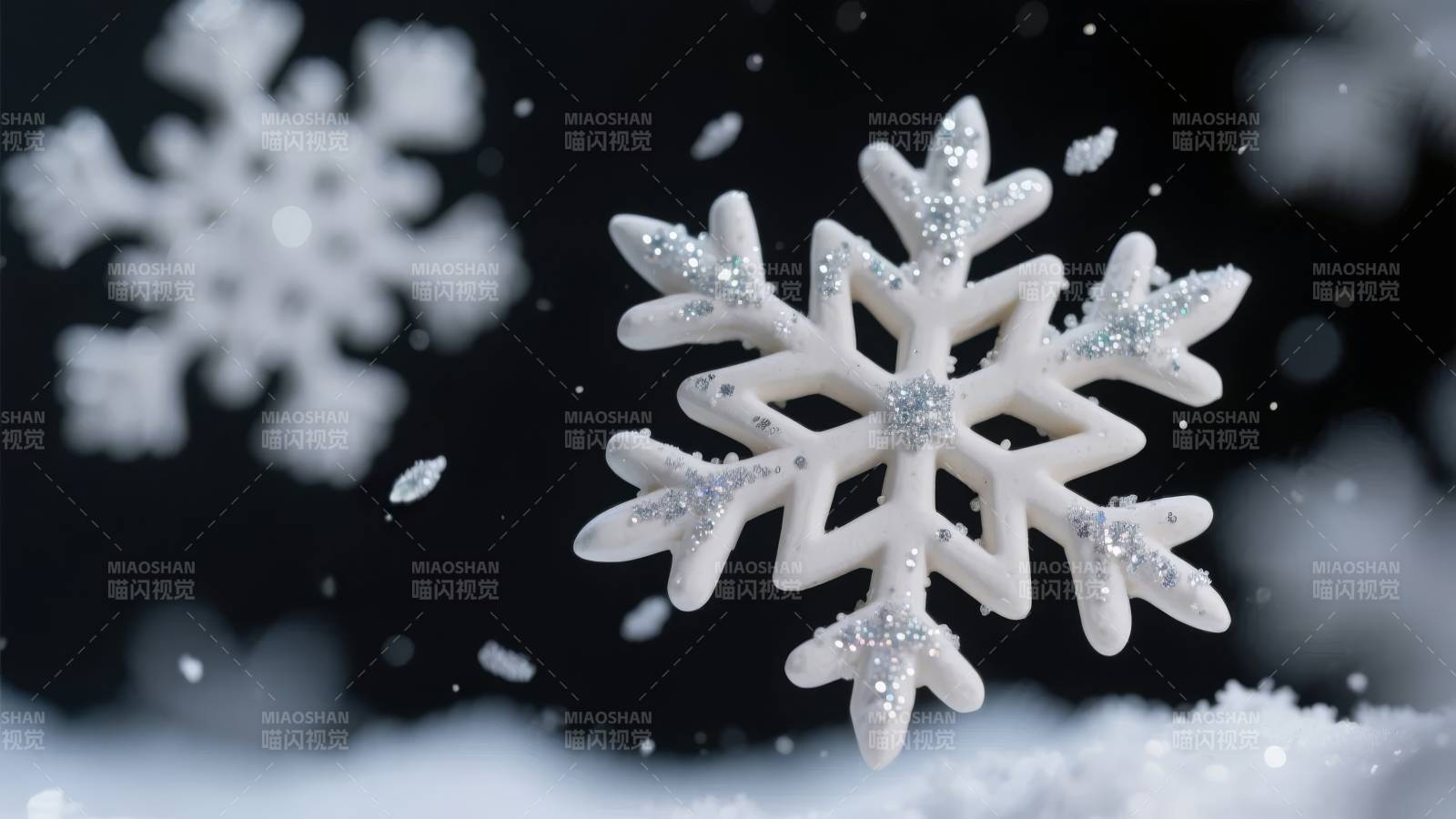 晶莹雪花飘落图片