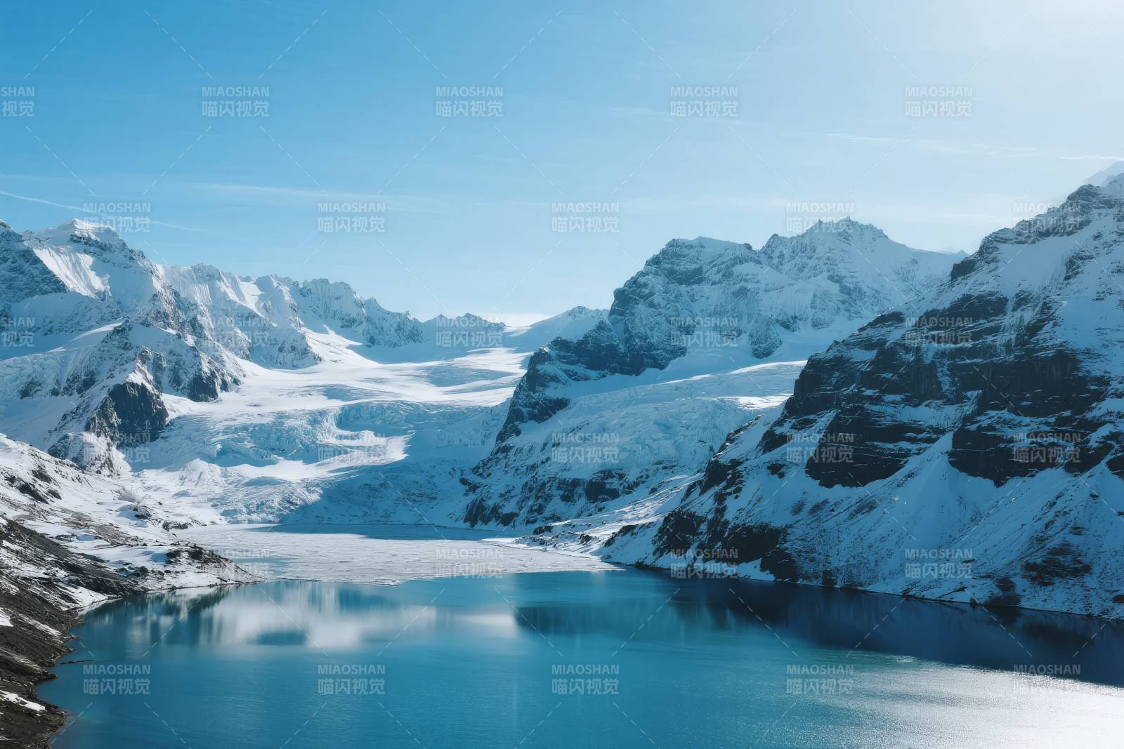 雪山湖光美景图片