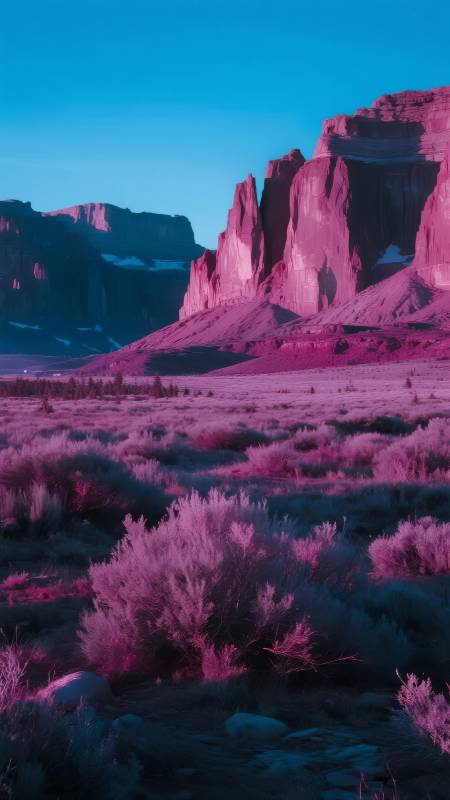 紫霞映山峦图片