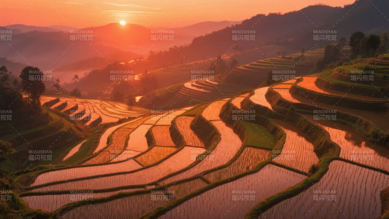 梯田日出美景图片