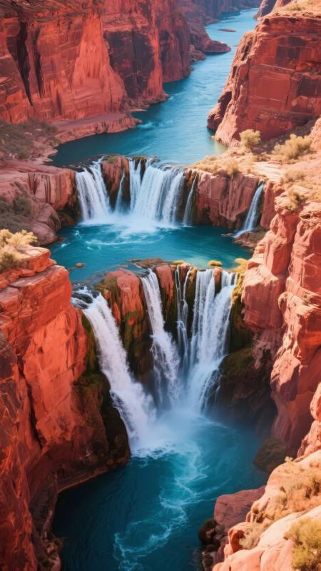 峡谷瀑布奇观图片