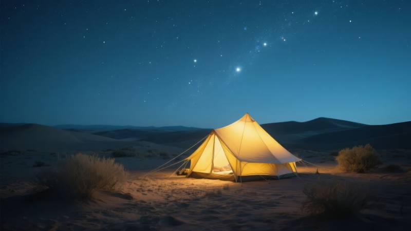 沙漠夜宿星空下图片