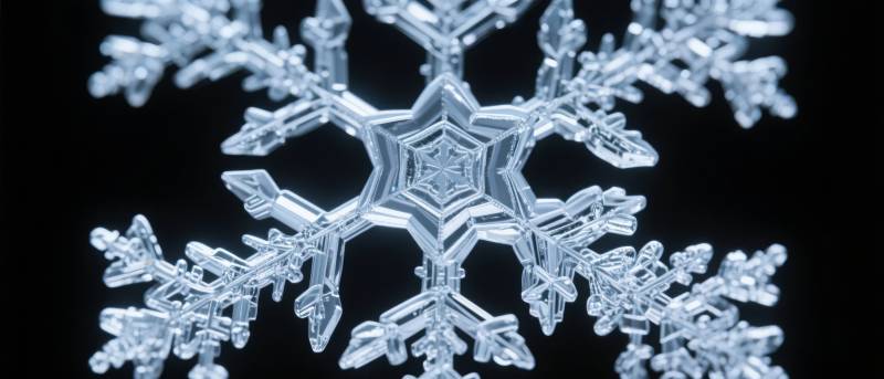 晶莹雪花特写图片