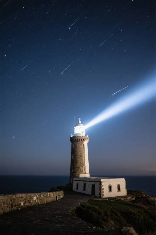 灯塔夜光星轨图片