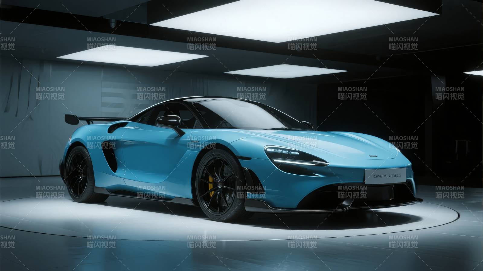 蓝色超跑亮相车库图片